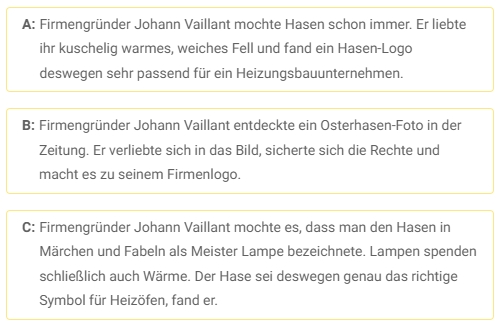 Vaillant 3 Antwortmöglichkeiten