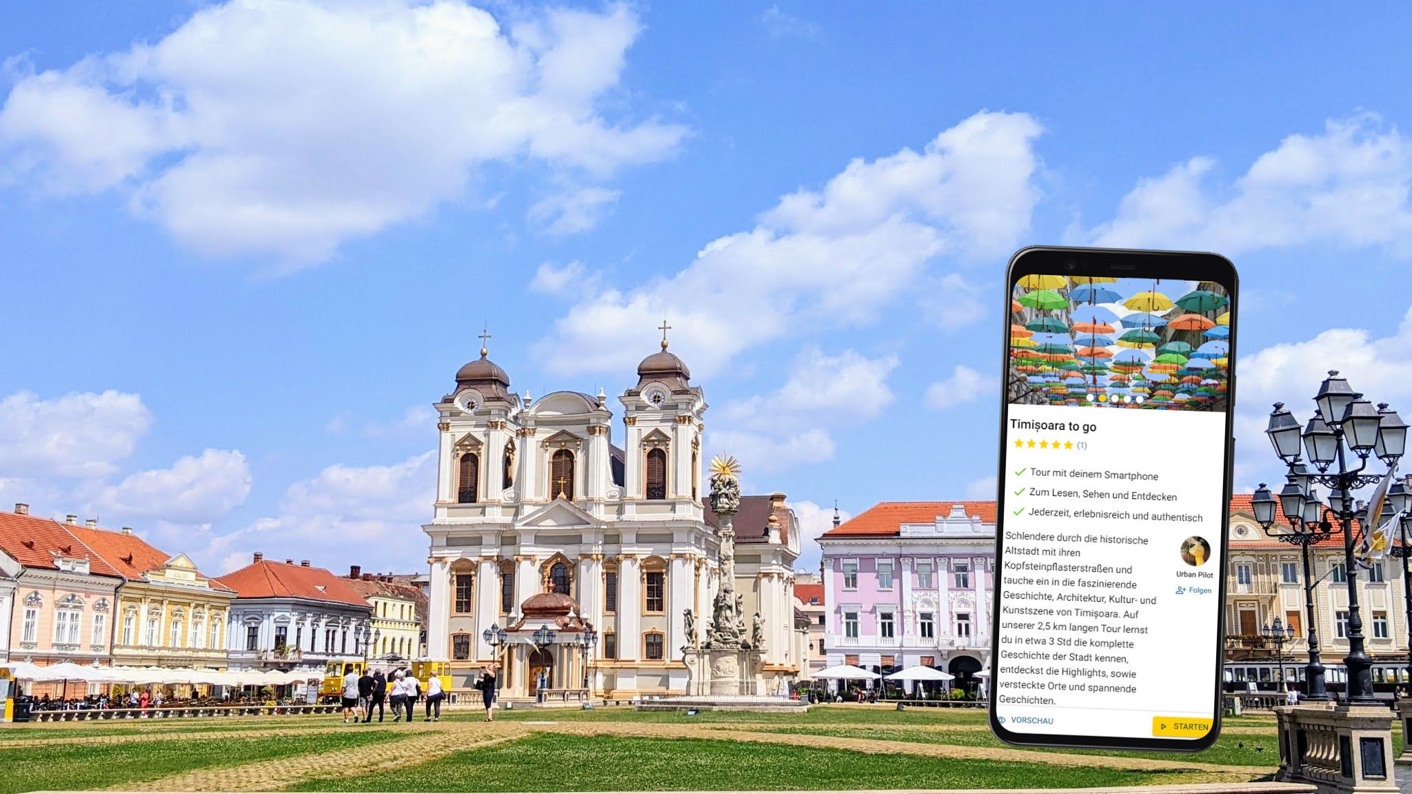 selbstgeführte stadtführung mit dem smartphone durch Timisoara