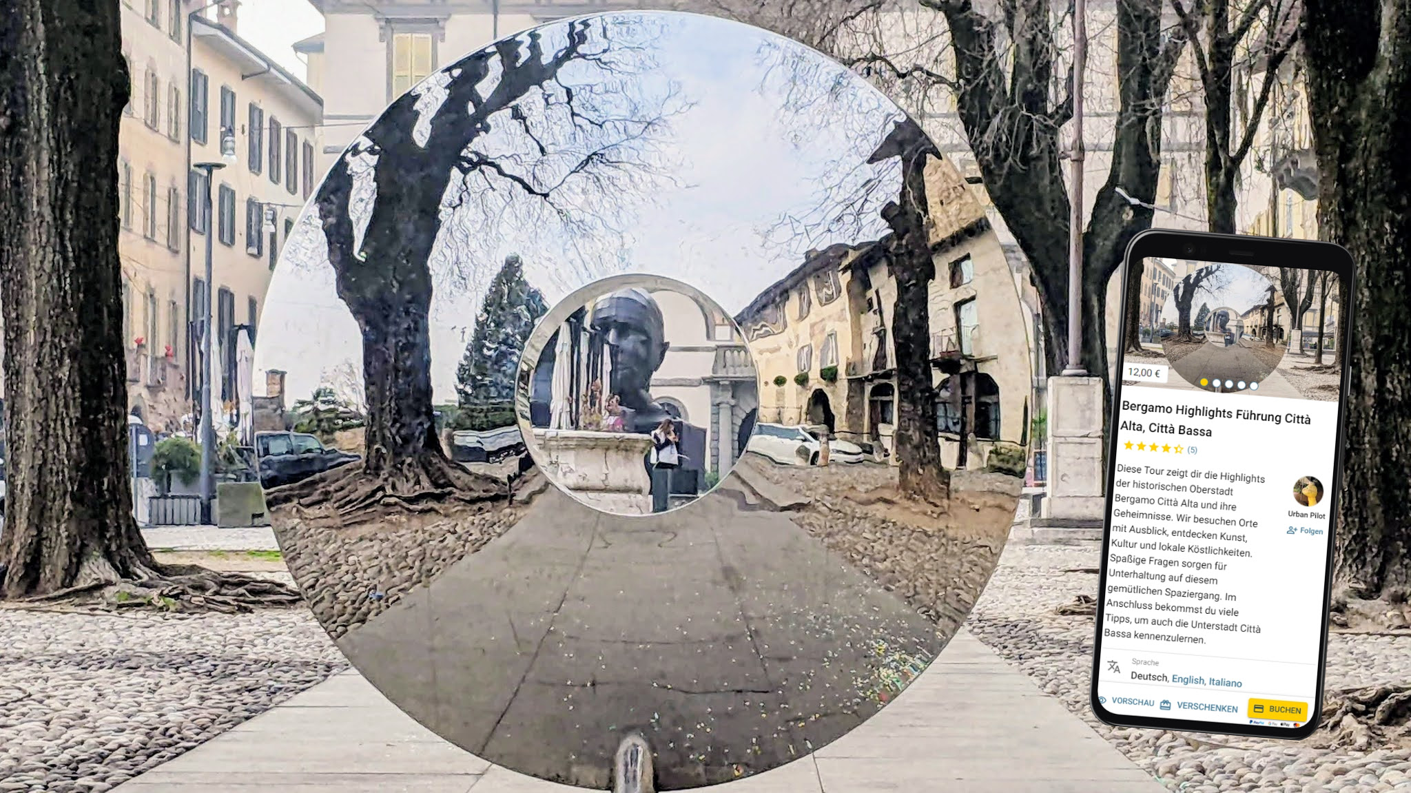 selbstgeführte stadtführung mit dem smartphone durch bergamo