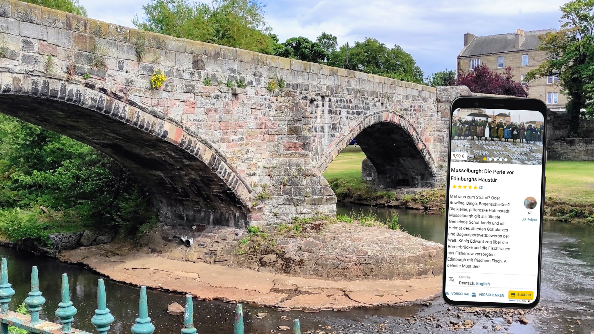 selbstgeführte stadtführung mit dem smartphone durch musselburgh