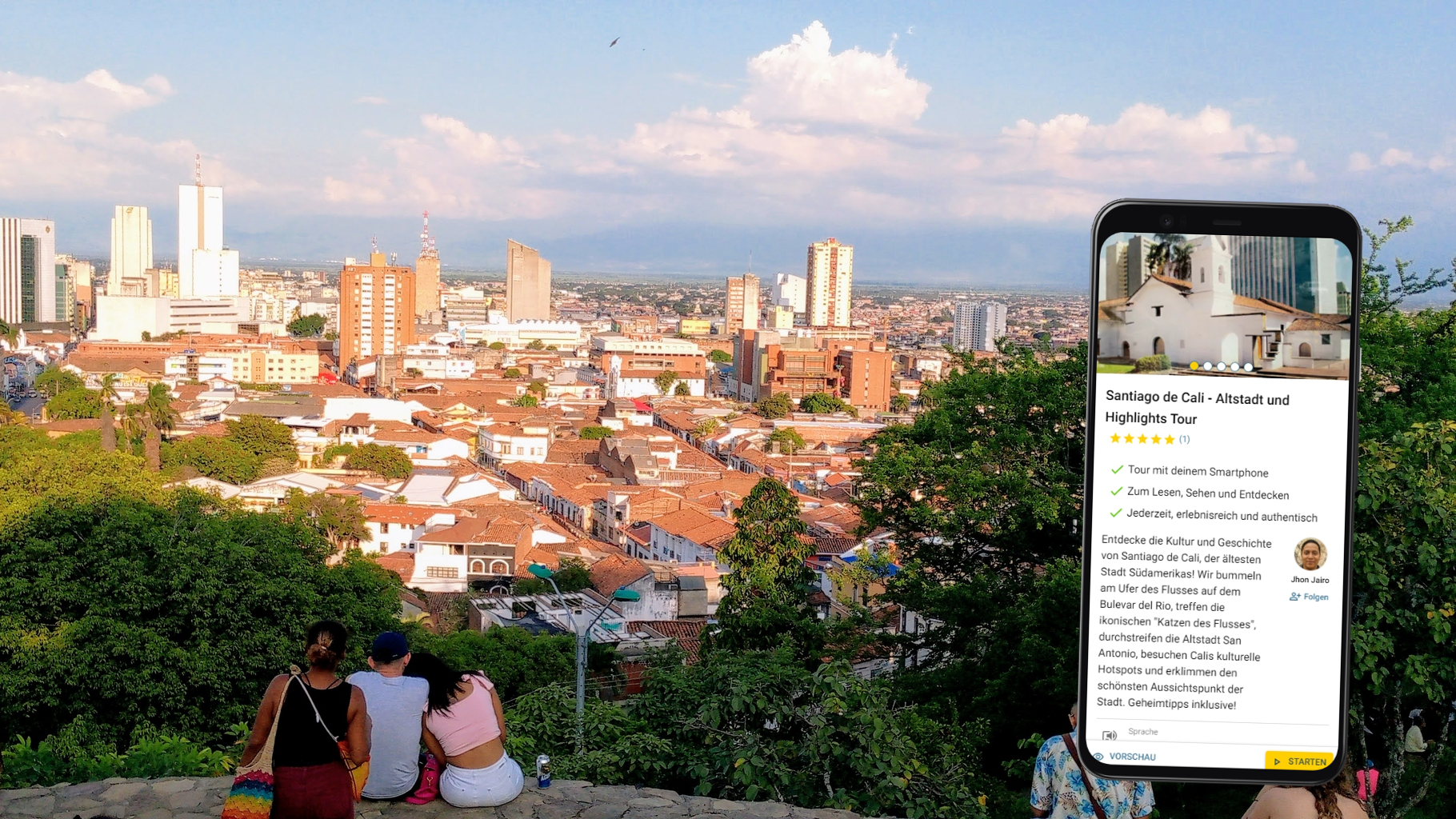 Santiago de Cali Stadtführung mit dem Smartphone