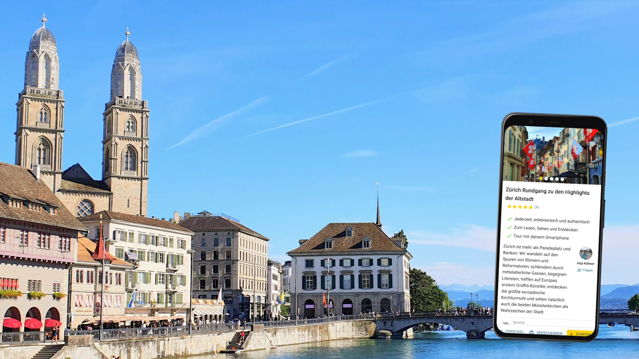 Zürich Stadtführung mit dem eigenen Smartphone