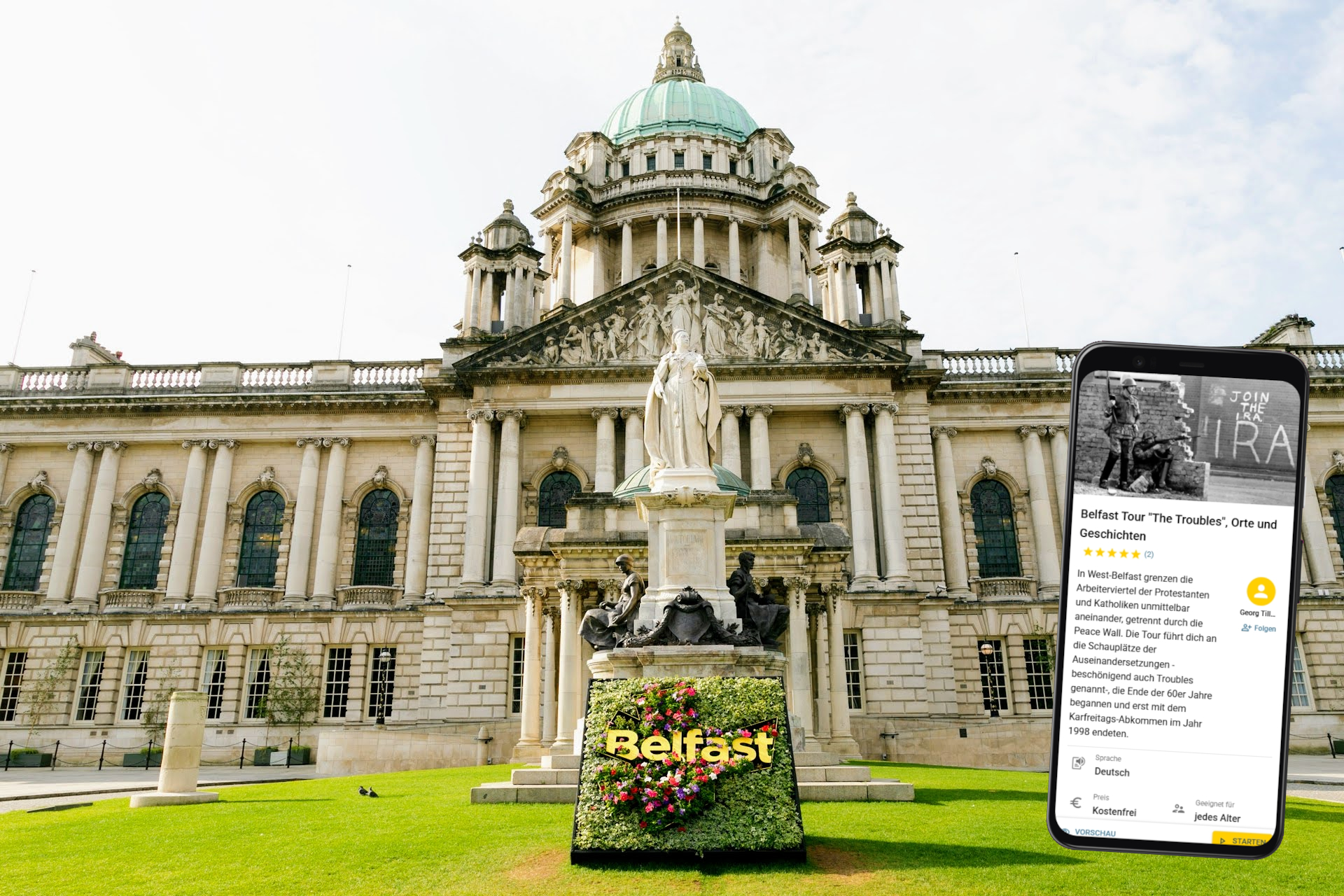 Belfast individuelle stadtführung auf eigene fast mit dem smartphone handy