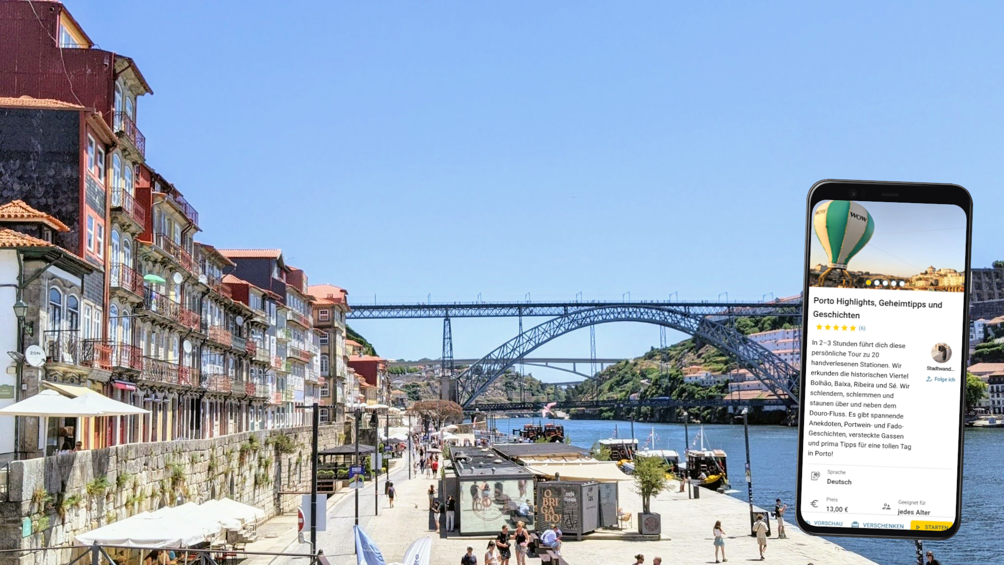 porto individuelle stadtführung tor mit dem smartphone