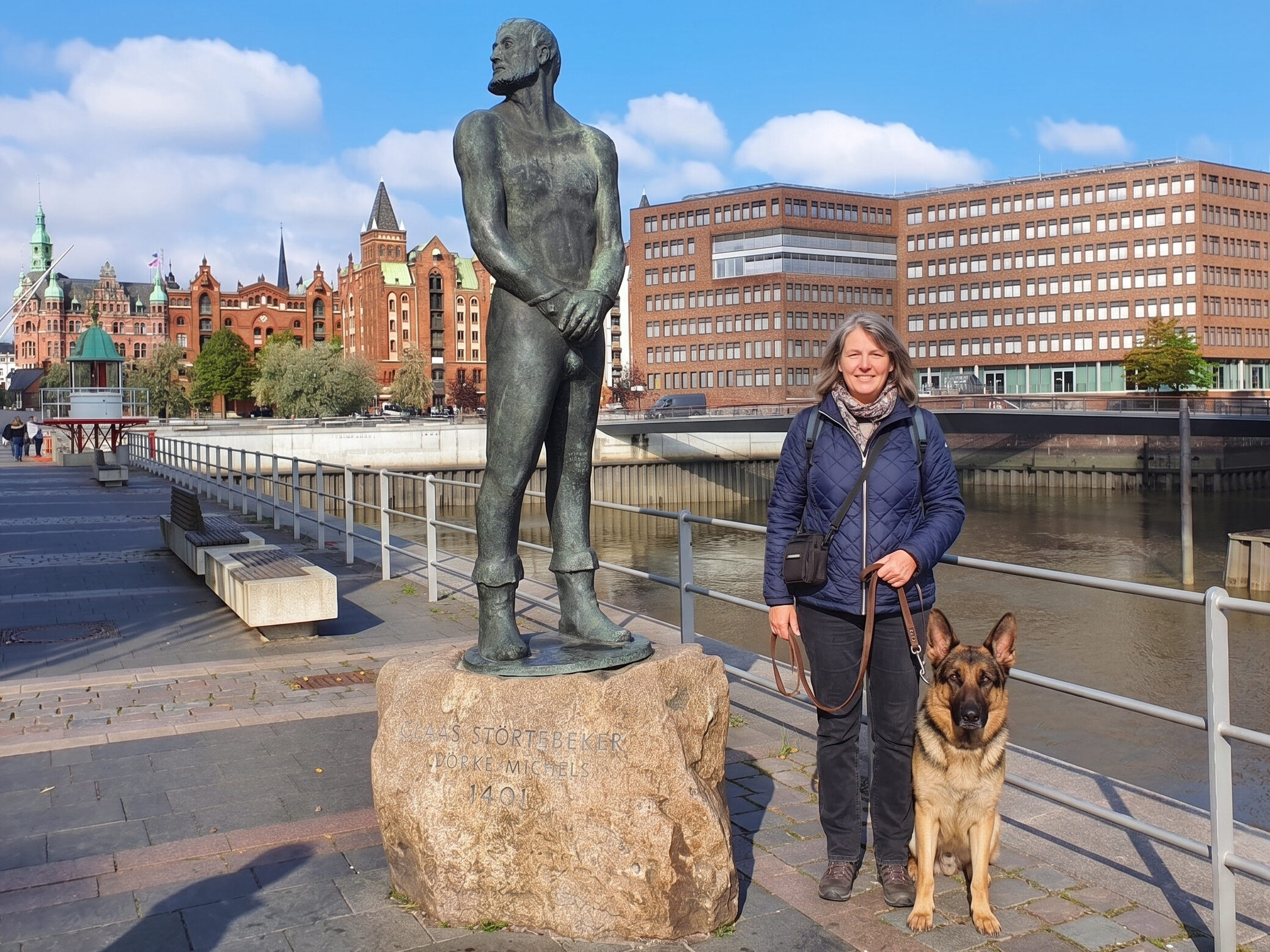 Klaus Störtebeker und Hamburger Sehenswürdigkeiten mit Hund